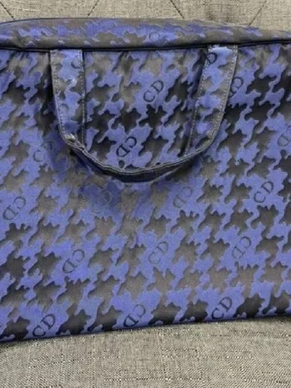 Christian Dior Rare Vintage Blue Houndstooth Toiletry Makeup Bag